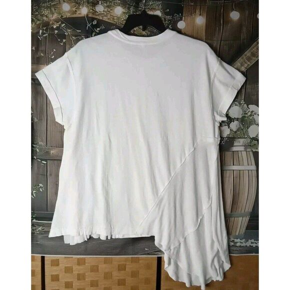 Free People Oversized White Blouse Size S/P Asymmetric 100% Cotton - Picture 9 of 12